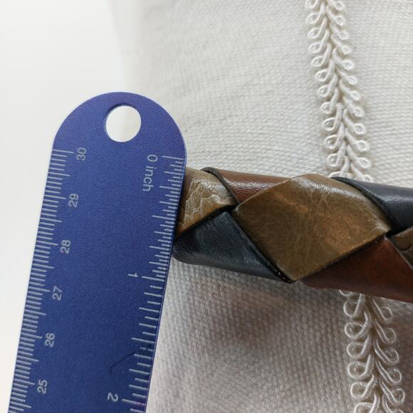 Vintage Womens Leather Weaved Snake Brown Belt 32" Claw Buckle - Picture 3 of 12